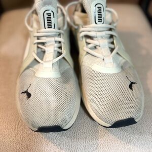 Puma Cream Athletic Shoes with Mesh Upper and Streamlined Design